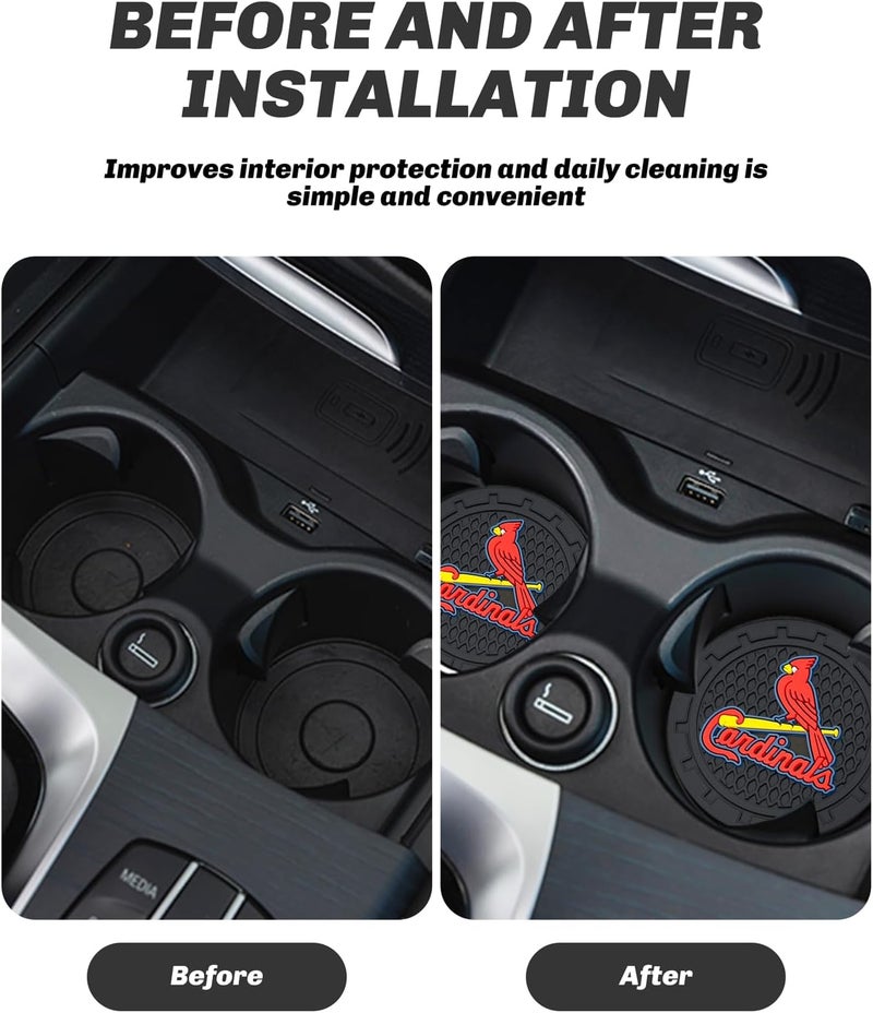 Kaleduo 2PCS Car Cup Holder Coaster,Auto Cup Holder Insert Coaster for St. Louis Cardinals Baseball Fans, Non-Slip Car Drink Holder Mat, Interior Accessories, St. Louis Cardinals - Image 3